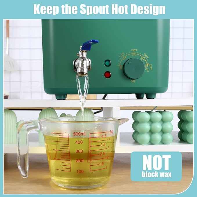 TOAUTO 8Lbs Green Wax Melter for Candle Making - DIY Electric Candle Wax Melting Pot with Quick Pour Valve & Temperature Controller for Candle Craft Maker Beginner AC 120V