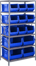 Quantum Storage Systems Wire Shelving Unit W/13 Blue Bins