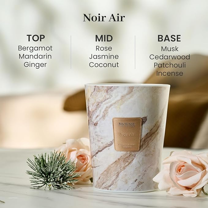 M&SENSE Extra Large Candle 35oz 150H NoirAir Scented Candle, 3 Wick Highly Scented Jar Candle, XL Candles Gift for Stress Relief, Meditation, Yoga