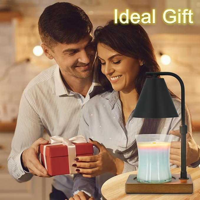 Candle Warmer Lamp with Timer for Women Candle Warmer Height Adjustable, House Warming Gifts New Home Decor, Wax Melt with 2 Bulbs 1-Black
