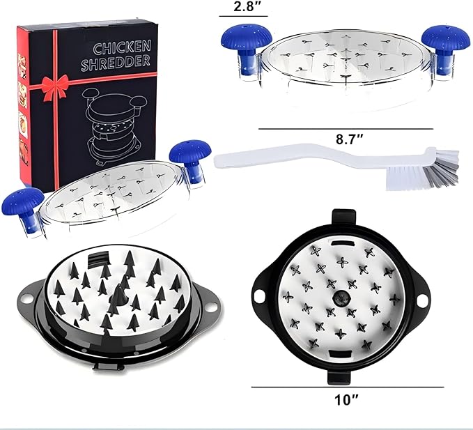 Chicken Shredder Tool Twist Meat Shredder Large for Chicken Breasts Beef Pulled Pork with 304 Stainless Steel Claws for Meal Prep Kitchen Essentials Gadgets Wall Mounted Dishwasher-Safe (Blue&Black)