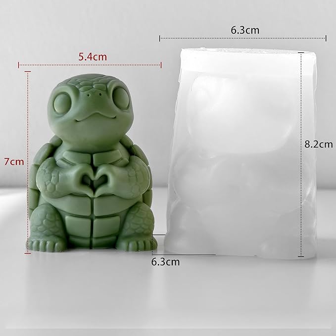 Heart in Hand Turtle Animal Cylinder Candle & Resin Mold - Resin Casting Silicone Molds for Home Decor & Candle Making Wave Spiral Mold