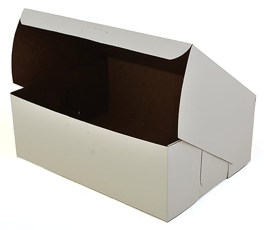 Southern Champion Tray 0980 Premium Clay Coated Kraft Paperboard White Non-Window Lock Corner Bakery Box, 11" Length x 8" Width x 4" Height (Case of 100)