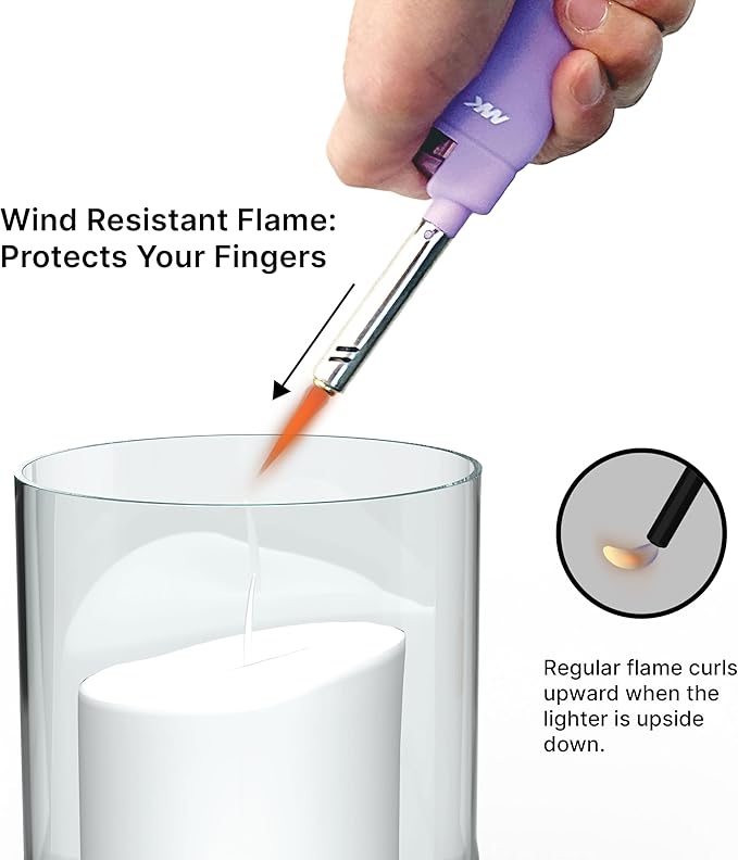MK Lighter 4PCS Candle Lighters with Refillable, Random Colors, Windproof Flame, Ideal as Lighter for Candle, BBQ, Random Color (Harmony-4PC)
