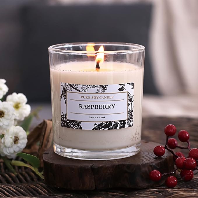 Aronica Raspberry Candle, Baby Shower Game Winner Gifts, Fruit Scented Soy Candles for Home, Fall Candles Bestfriend Gift, House Wax, Energizing Candle for Woman