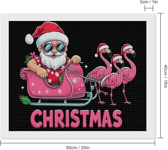 AIVKIEJK Diamond Painting Kits for Adults - Christmas Santa Flamingo Xmas Painting DIY 5D Full Drill Diamond Dots Paintings with Diamonds Gem Art and Crafts Home Decor 16"x20"