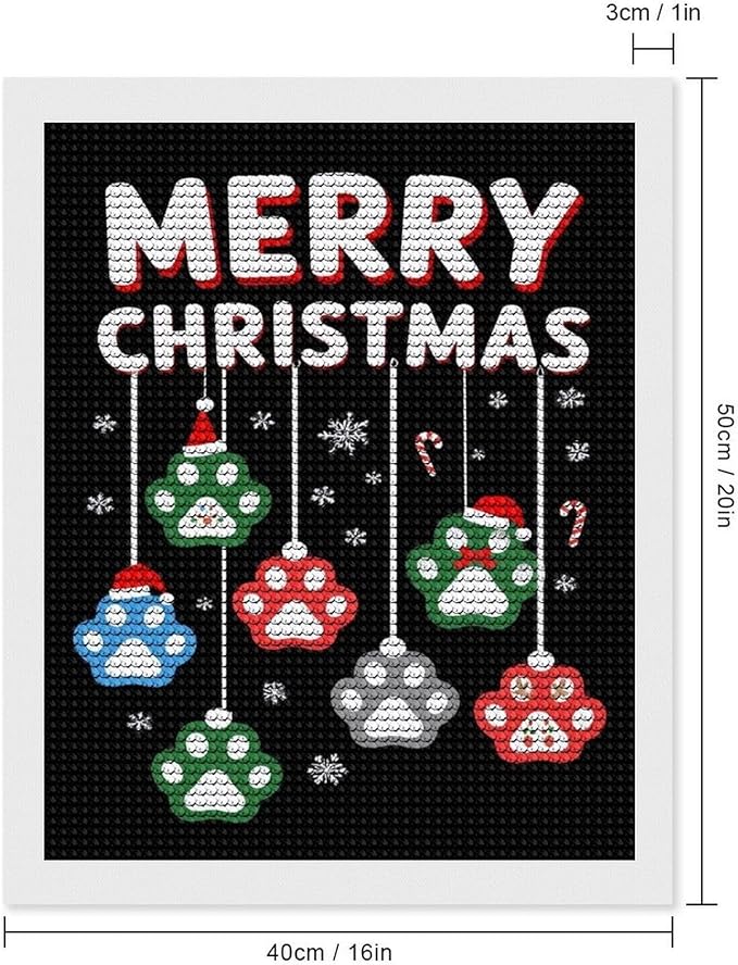 AIVKIEJK Diamond Painting Kits for Adults - Merry Christmas Paw Painting DIY 5D Full Drill Diamond Dots Paintings with Diamonds Gem Art and Crafts Home Decor 16"x20"