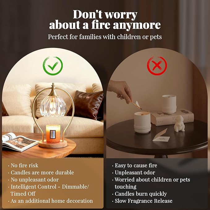 GOODBUY Candle Warmer Lamp with Timer - Dimmer Electric Candle Warmer for Jar Candles - Wax Warmer Unique Birthday Gifts for Women Mom House Warming Gifts New Home Room Decor