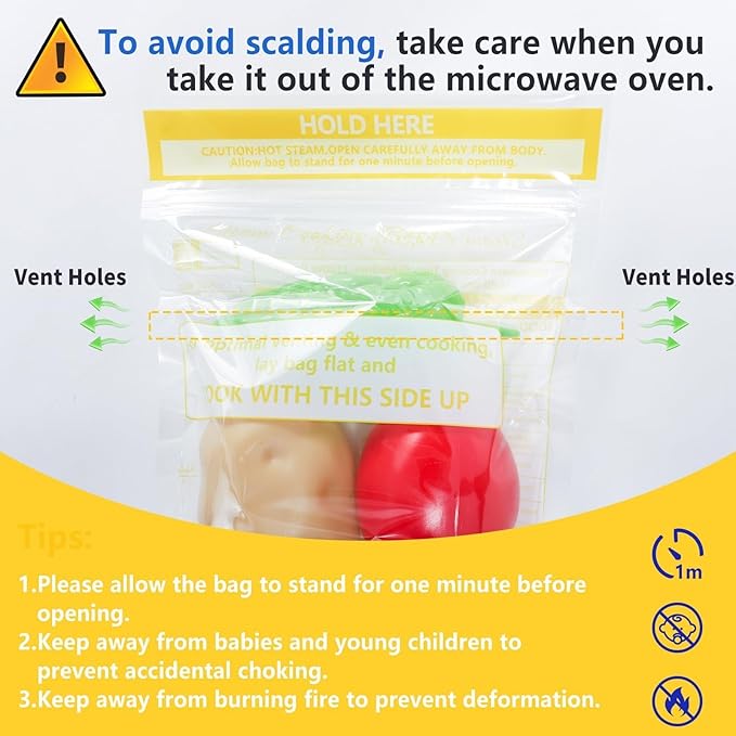 24 Pcs Microwave Steam Bags for Cooking Reusable Zipper Steam Vegetable Bag Frozen Food Heating Bags for Faster Vegetables Seafood and Meat, 7.1 X 7.9 Inches (24)