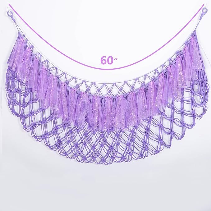 Large Stuffed Animal Net or Hammock with Led and Mesh Ribbon Wall Hanging Toy Net for Stuffed Animals Creative Stuff Animal Storage Ideas Macrame Toy Hammock Stuffed Animal Hammock-Purple