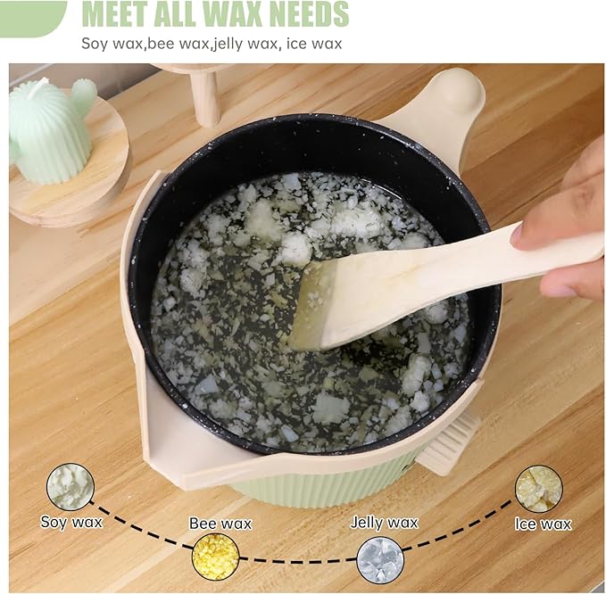TOAUTO 3Lbs Green Wax Melting Pot Handheld Candle Melting Pot with Two Power Adjustment Easy Pouring Spout Non-Stick Coating for Candle DIY Hobbyist