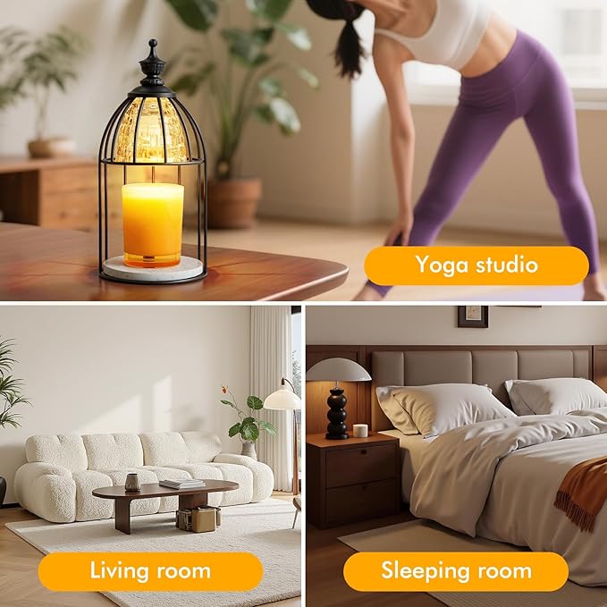 Candle Warmer Lamp with Timer & Dimmer - Vintage Electric Wax Melter for Scented Jar Candles, Aroma Night Light and Home Decor Gift for Women, Housewarming, Birthday, Christmas