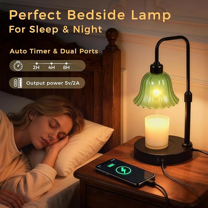 DomeStar Flower Candle Warmer Lamp, Adjustable Height Wax Melting Unique Lamp with Timer & Dimmer, Vintage Bedroom Decor for Scented Jar Candles - Ideal for Housewarming Birthday Valentine's Day Gifts