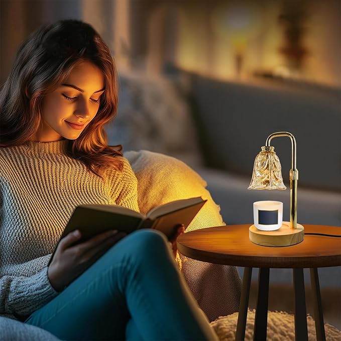 Candle Warmer Lamp with Timer & Dimmer, Adjustable Height Flower Candle Warmer for Jar Candles, Flameless Wax Melter with 2 Bulbs, Home Decor, Christmas, Birthday, Valentine's Gift for Women (A1-Gold)