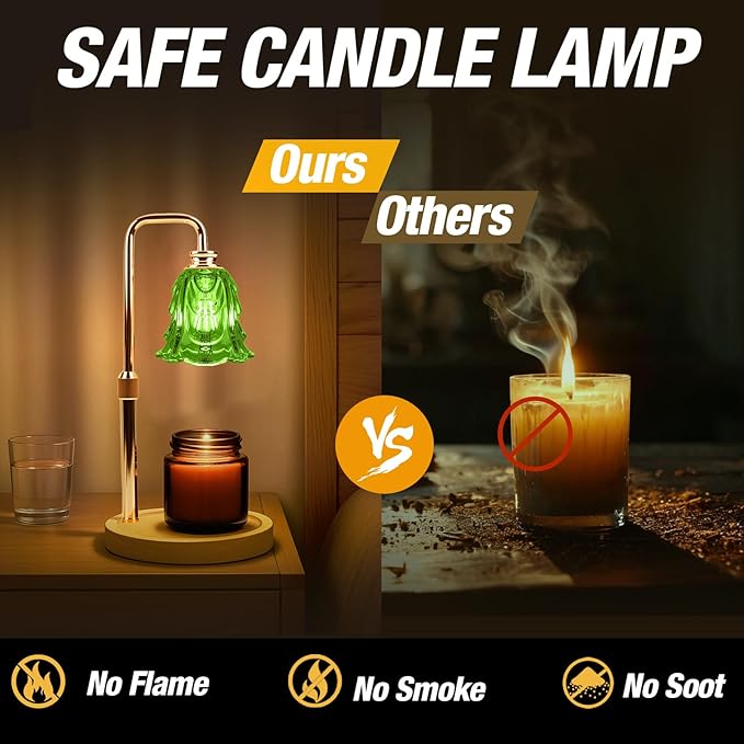 Candle Warmer Lamp with Timer and Dimmer, Electric Wax Warmers for Scented Candles with 5 Brightness Settings, Anti-Glare Lamp with Adjustable Height, Home Decor, Gift for Valentines, Birthday