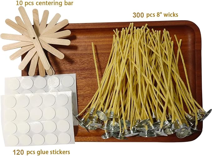 Candle Wicks 300 PCS 8 inch Hemp Candle Wicks 2.5mm Organic Beeswax Candle Wicks for Candle Making Edible Candle Wick for Butter Candle Hemp Candle Wick