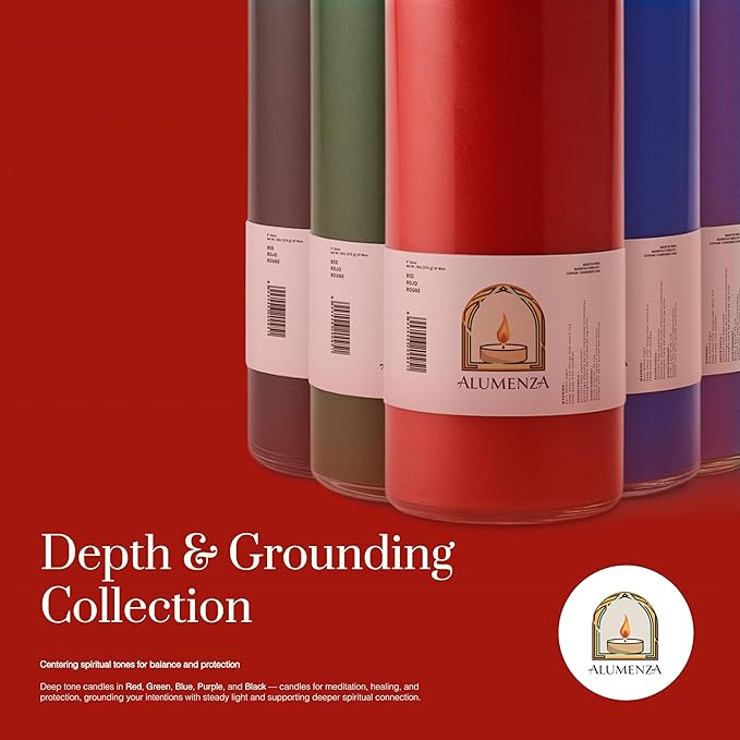 Bulk 6 Pack Red 7 Day Candles in Glass Jar – Paraffin Wax, Clean Burning Unscented | Large & Tall Devotional Prayer Pillar Candles for Home, Memorial, Spells, Long Lasting