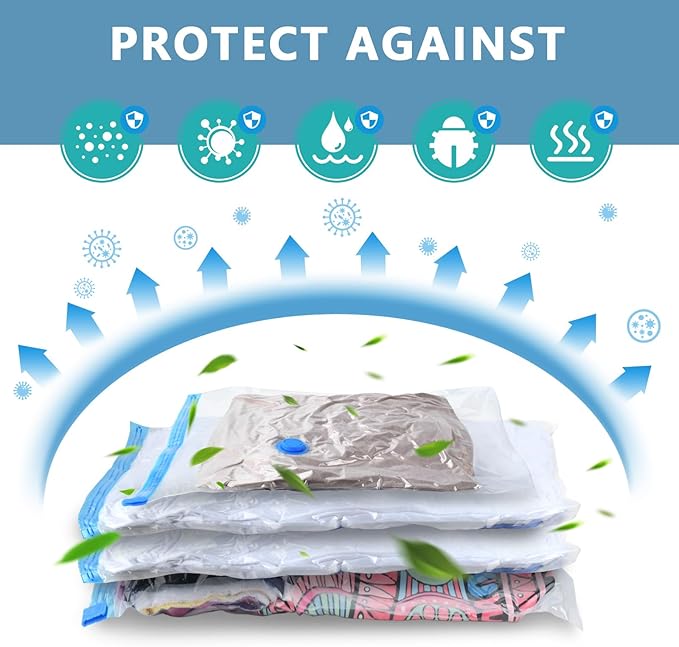 Vacuum Storage Bags with Electric Pump, Travel Vacuum Bags,Space Saver Vacuum Storage Bags，Vacuum Seal Bags for Clothes, Bedding,Blankets,Duvets, Pillows (6 Pack)