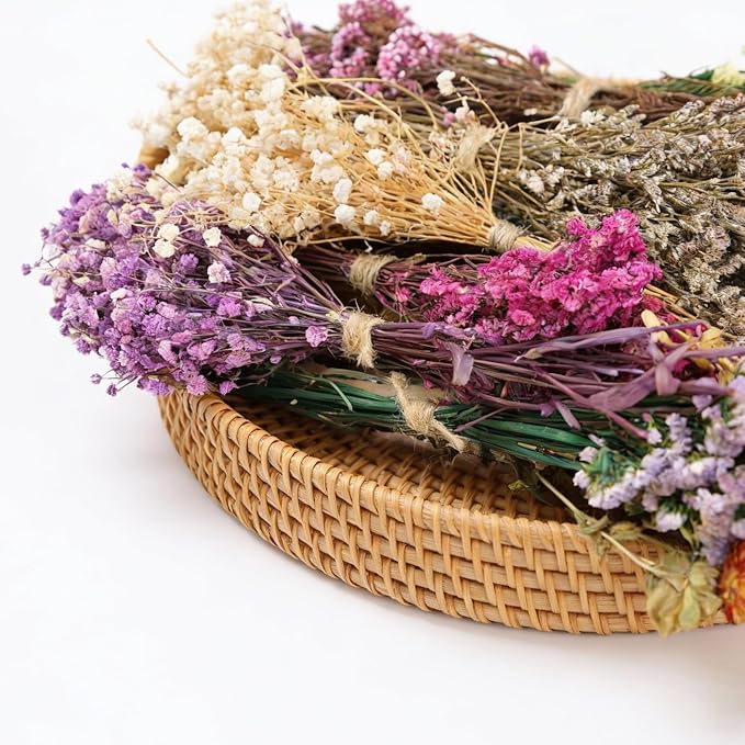 12 Kinds of Handmade Dried Flowers, Natural Pampas Grass, Asters, Love Grass, Rabbit Tail Grass, Lavender, Romantic Wedding Decoration, Festival Gift Home Decoration（Violet Series）