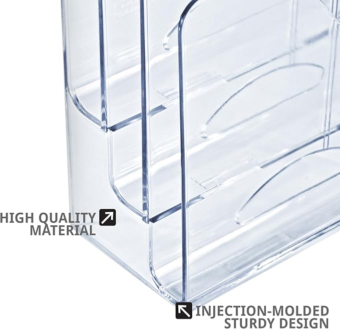 Azar Displays 250099-6PK Three Tier File and Brochure Desktop Wall Organizer Holder with Dividers brochure display stand acrylic file holder, Clear , 6-Pack