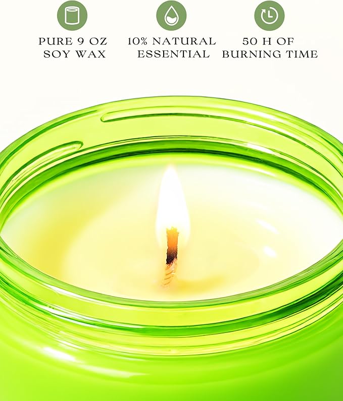 AOOVOO Green Apple Odor Eliminating Highly Fragranced Candle - Eliminates 95% of Pet, Smoke, Food, and Other Smells Quickly, Non Toxic Air Freshing Soy Candle, 9 oz Up to 50 Hours Burn time