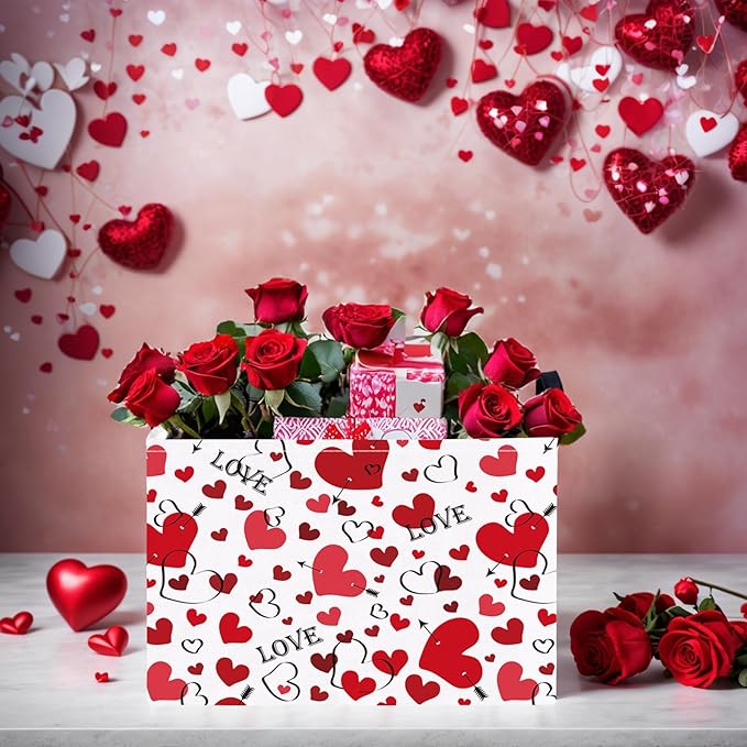 Valentine's Day Basket Gift for Empty Cute Heart Large Storage Bin for Kid and Baby Room Décor (Love Arrow Heart)