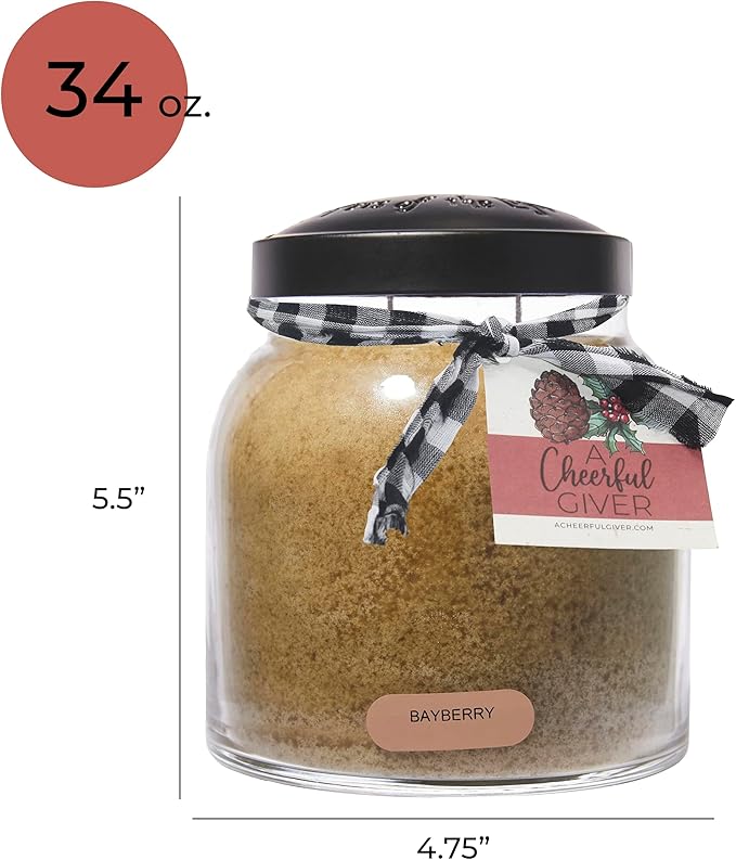 A Cheerful Giver - Bayberry - 34oz Papa Scented Candle Jar with Lid - Keepers of the Light - 155 Hours of Burn Time, Gift for Women, Green