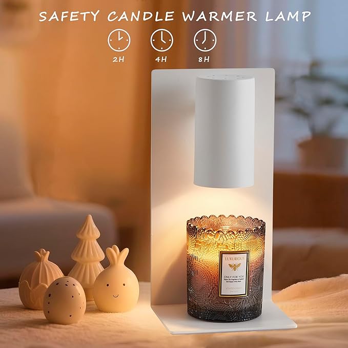 White L-Shape Candle Warmer Lamp with Timer Dimmable, New Home Decor for Bedroom, Office, Modern Living Room, Christmas Birthday New Year Gift for Women Man