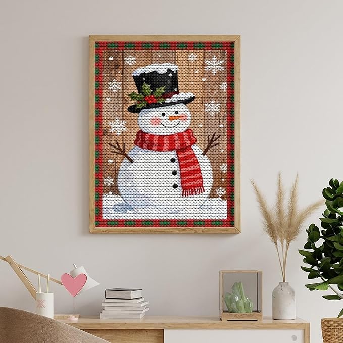 AIVKIEJK Diamond Painting Kits for Adults - Festive Snowman Red Scarf Painting DIY 5D Full Drill Diamond Dots Paintings with Diamonds Gem Art and Crafts Home Decor 12"x16"