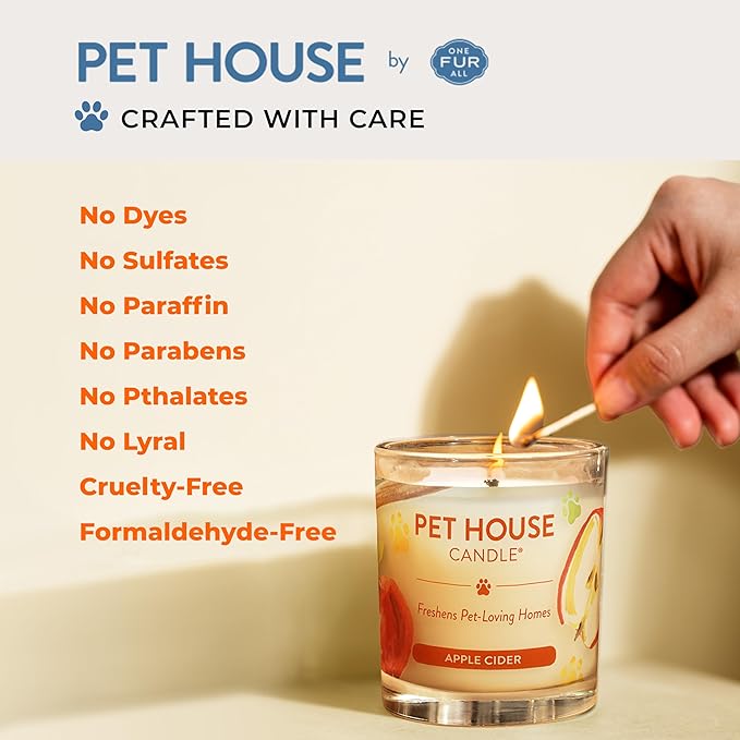 One Fur All Pet House Fall Candles, Long Lasting, Clean Burning, Soy Wax Scented Candles for Pet Odor, Caramel Latte, 2 Pack