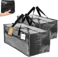 CHVEGLUZ 2 Packs Moving Bags Heavy Duty Extra Large,Storage Bags with Zipper&Handles, Sturdy&Durable Clothes Storage Bags Totes for College Dorm Essentials, Moving Boxes for College Supplies, Black