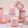 DARJEN 8 Pack Pink Candle Jars for Making Candles- 14 OZ Empty Glass Candle Making Jars with Bamboo Lids and Labels, Candle Containers Candle Making Supplies for DIY Gifts