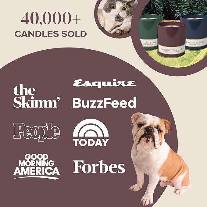Companion Candles Celebrate the Season Pet-Friendly Scented Candle – Cookie Butter, Brown Sugar & Vanilla Fragrance - Coconut Soy Wax Candle with Wooden Wick, 50-Hour Burn Time, Made in USA, 11.8 oz