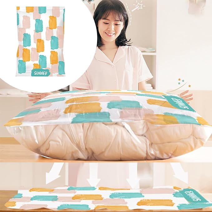 BILIKEYU Vacuum Storage Bags Space Sealer Bags Airtight Compression Bags For Clothes Pillows Comforters Blankets Bedding Household Packing (B, One Size)