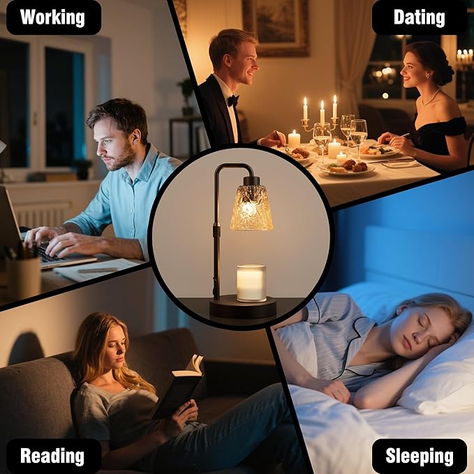 Black Candle Warmer Lamp with Timer, Dimmable Adjustable Candle Warmer for Jar Candles, Height Adjustable Modern Wax Melts Warmer, Birthday Gifts for Women Mom, Home Living Bedroom Farmhouse Decor