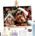 MOGTAA Christmas Paint by Numbers Kit for Adults Beginners with Frame, Christmas Dog Adult Paint by Number Kits on Canvas with Easel, Easy DIY Animal Oil Painting Kits for Home Decor, 8x12in