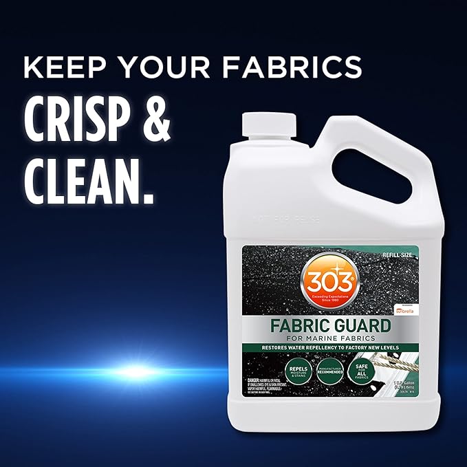 303 Products Marine Fabric Guard – Water Repellent & Stain Shielding Fabric Spray, Safe for All Outdoor Upholstery, Simple & Easy to Use, Protectant Spray for Boats, 1 Gallon