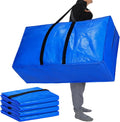 Windyun 4 Pack 57 Gallon Extra Large Moving Bags XXL Heavy Duty Storage Bag with Strong Zipper Handle Jumbo Big Tote Box Foldable for College Dorm Travel Clothes Duffle Blanket Pillow(Blue)