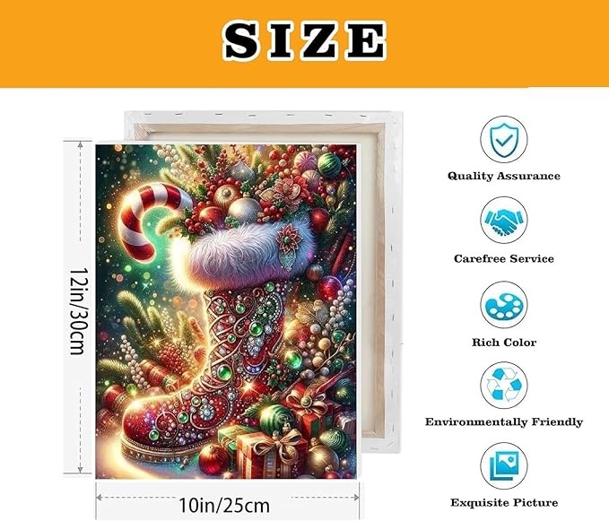 TCDZMYGS Christmas Paint by Numbers Kit for Adults Beginner,Boots Paint by Number Kits with Frame,DIY Acrylic Oil Painting by Numbers for Home Wall Decor 9.5 x 11.8 inch