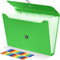 Expanding File Folder, 13 Pockets Accordian File Holder Organizer, A4 Letter Size Paper Document Receipt Organizer Accordion Filing Folder for Classroom, Home, Office and Travel, Green