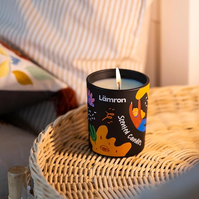 Lamron Tomato Leaf Scented Candle - Fresh Garden Vine Aroma for Kitchen, Odor Eliminator, 7.1oz Natural Coconut Soy Wax, Unique Cute Birthday Gifts for Her & Mom