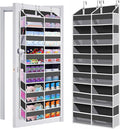 Heavy Duty Over The Door Organizer 6 Tiers, Extra Large Behind Door Storage of 12 Big Front & 12 Mesh Pockets, 80lb Weight Capacity, Hanging Doors Storage for Closet Bedroom Nursery, Gray