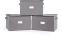 Covermates Keepsakes Zip-Top Storage Box Set, 3 Pack Heavy Duty Polyester Organizer Bins, Stackable Design, ID Window, Reinforced Handles, Closet Home Storage, Graphite