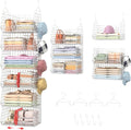 Jautokerdar 6 Tier Extra Large Hanging Closet Organizer, Closet Storage Hanging with Dividers, Wire Closet Shelf with 5 S Hooks 4 Dividers,Sweater Handbag Hat Accessory Storage Hanger,White