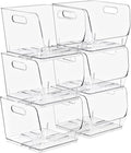 Sorbus Stackable Storage Bins Open Front, Clear Stackable Storage Bins, Pantry Bins for Storage and Organization, Acrylic Stackable Bins for Kitchen, Clear Pantry Organizer Bins (Medium Square 6 Pack)
