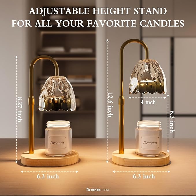 Candle Warmer Lamp with Timer Dimmable, Adjustable Height Wax Melt Warmer for Jar Candles, Birthday Gifts for Women, House Warming Gifts New Home Decor with 2 Bulbs, Gradient