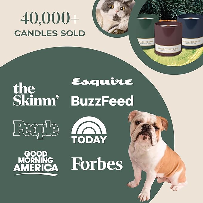 Companion Candles Snuggle Season Pet-Friendly Scented Candle – Balsam, Tonka Bean & Evergreen Fragrance - Coconut Soy Wax Candle with Wooden Wick, Approx. 50-Hour Burn Time, Made in USA, 11.8 oz