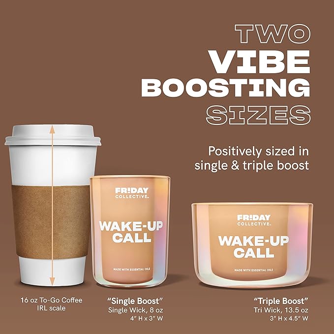 Friday Collective Wake-Up Call Candle Sweet & Spicy Scented Made with Essential Oils 3 Wicks 13.5 oz
