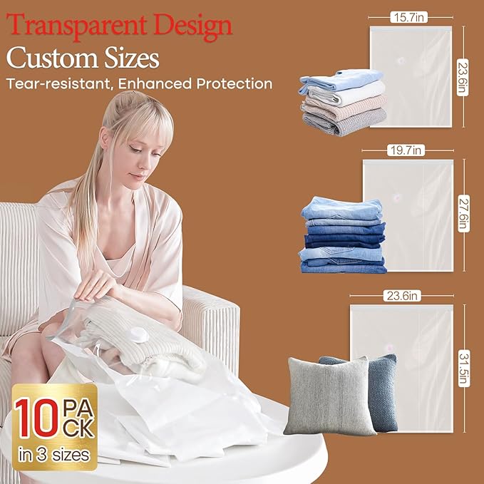 Vacbird Travel Vacuum Storage Bags with Rechargeable Cordless Pump, 12 Pack Vacuum Seal Bags for Clothing(4 Large+4 Medium+4 Small), Compression Packing for Clothes Suitcase Luggage Blanket Pillows