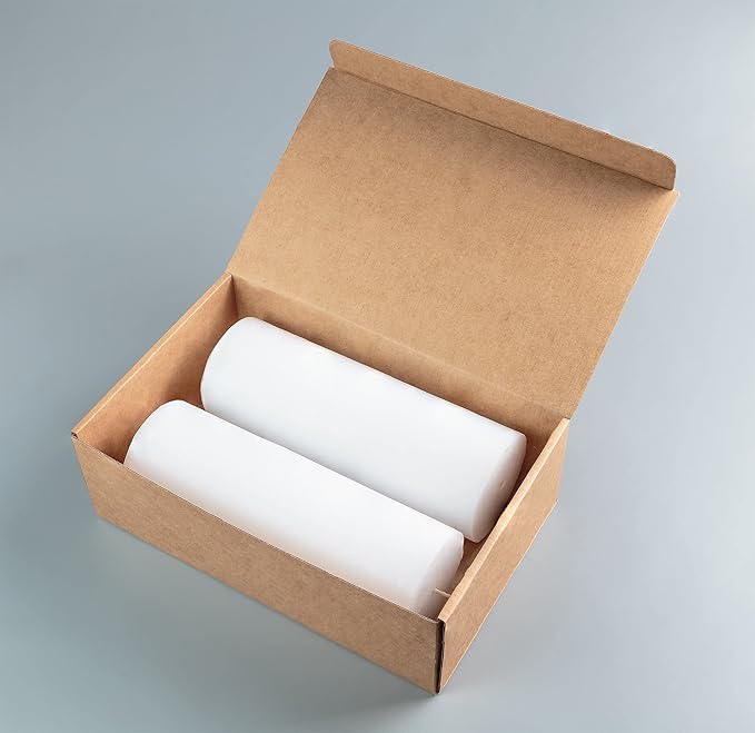 Melt Candle Pillar Candles, 2 Pack - Unscented Candles for Home, Church, Weddings, & More - 3" x 8", White
